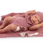 Muñeca Sweet Reborn Lúa Mantita de Antonio Juan acostada, de 42 cm, sexada y con cuerpo completo de vinilo de tacto especial.