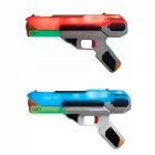 Dos blásteres Laser XNT de color rojo y azul mostrados de perfil sobre fondo blanco.