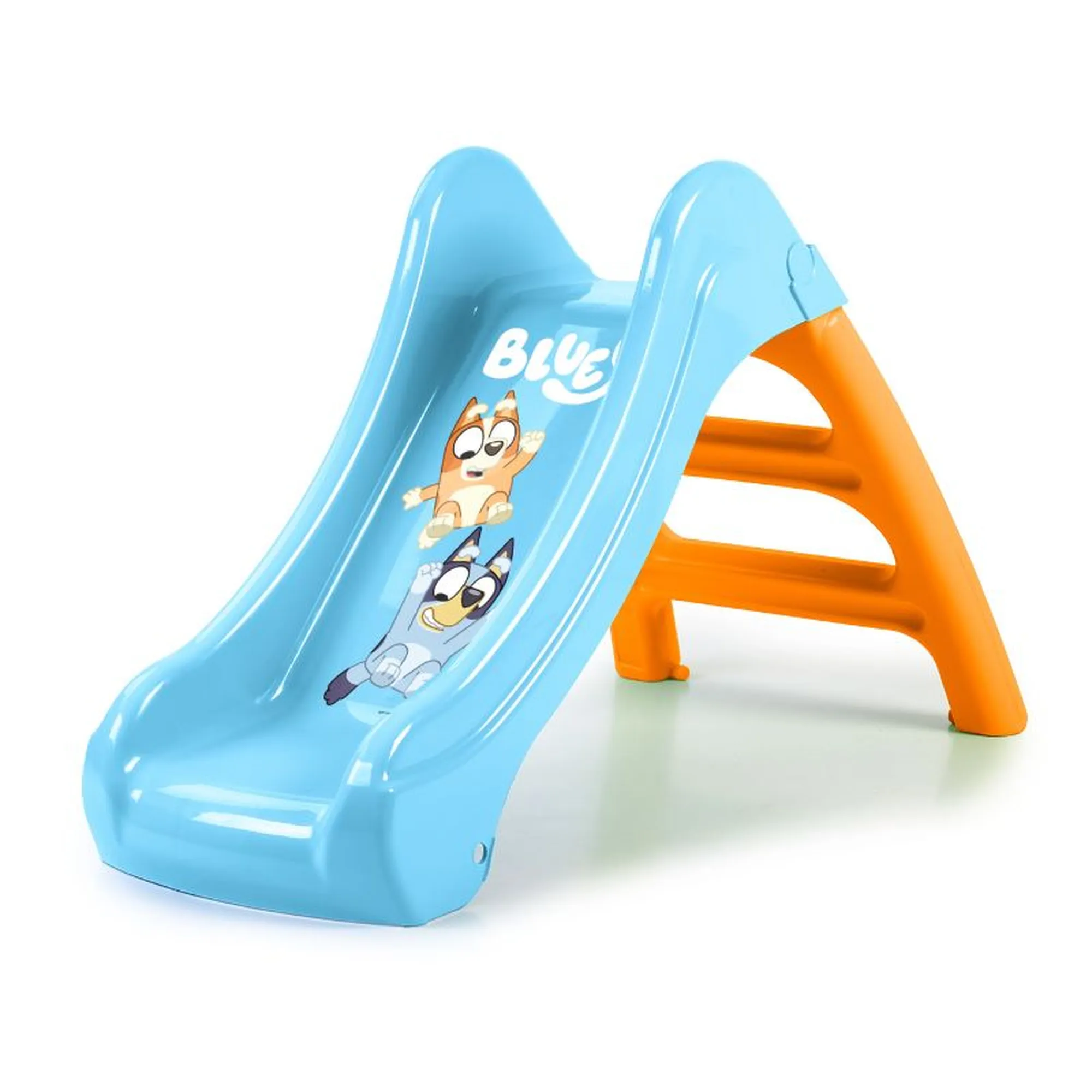 Tobogán First Slide Bluey de FEBER Tobogán infantil azul y naranja de FEBER con ilustraciones de Bluey y Bingo en la rampa.
