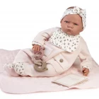 Muñeca Mi Primer Reborn Berta Manta Acolchada de Antonio Juan semiacostada, de 52 cm, con cuerpo blandito y tacto especial