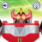 Detalle de la cabeza de la Figura electrónica Power Rangers Ultimate Megazord de Bizak con espada, brazos articulados, ojos luminosos y sonidos.